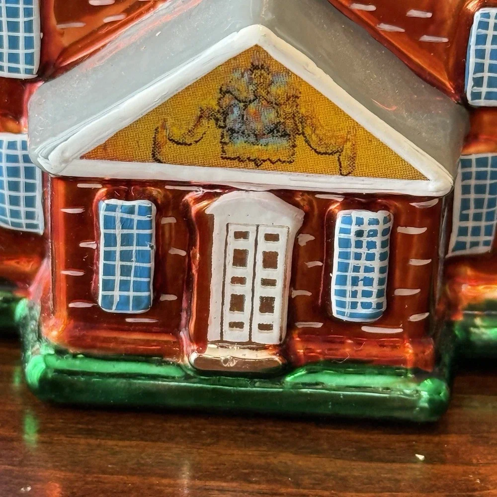 Colonial Williamsburg Governors Palace Ornament Blown‎ Glass Christmas Vtg EUC